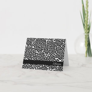 Boho Chic Black White Abstrakt Blommigt Personlig Anteckningskort