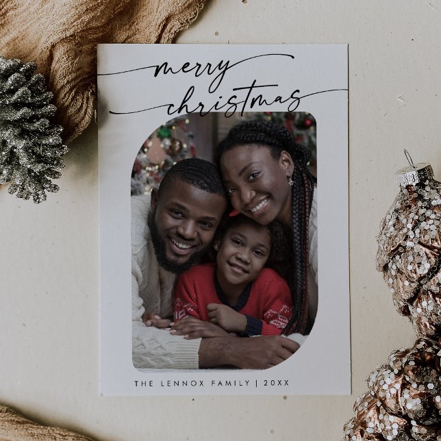 Boho Chic Black White Photo Cute God jul Julkort (Skapare uppladdad)