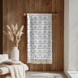 Boho Chic Blanket Pink & Navy Soft Gift Accent Fleecefilt