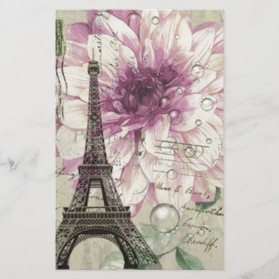 Boho chic blom- vintageParis Eiffel torn Brevpapper