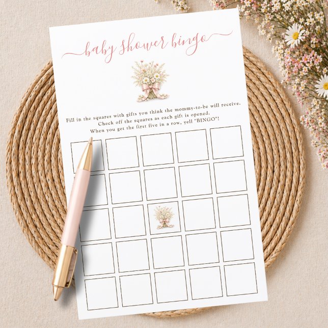 Boho Chic Blommig Baby Shower Bingo Spelkort (Skapare uppladdad)