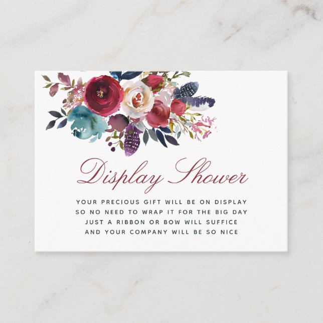 Boho Chic blommig Baby Shower-visning Shower Tilläggskort (Framsida)