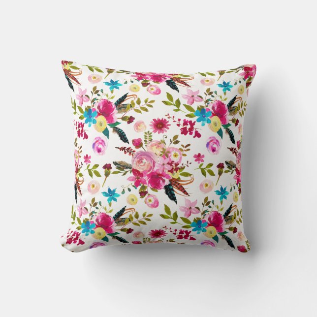 Boho Chic Blommig | Dubbelsidig Kudd Kudde (Framsida)