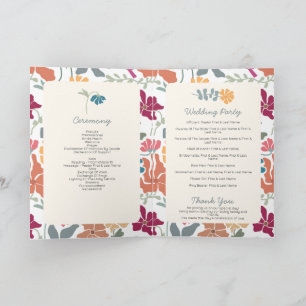 Boho Chic Blommig Retro Bröllopsprogram Program