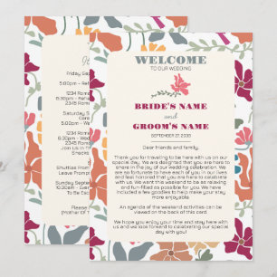 Boho Chic Blommig Retro Bröllopsschema Program