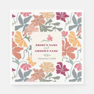 Boho Chic Blommig Retrobröllop från mitten av sekl Pappersservett