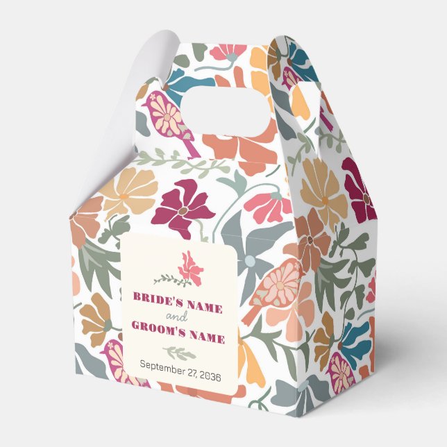 Boho Chic Blommig Retrobröllop från mitten av sekl Presentaskar (Framsidan Sidan)