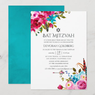 Boho Chic Blommigt Bat mitzvah Inbjudningar