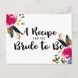 Boho Chic Blommigt Bouquet Möhippa Recept Card Vykort