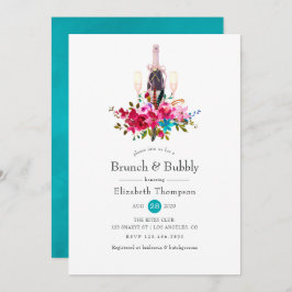 Boho Chic Blommigt Brunch och Bubly Möhippa Inbjudningar