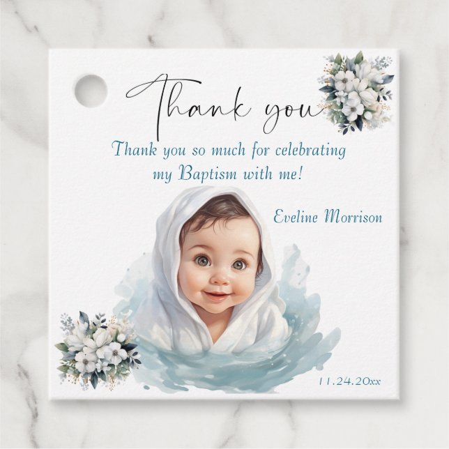 Boho Chic Blommigt Girls Baptism Gåvor Etiketter (Framsida)