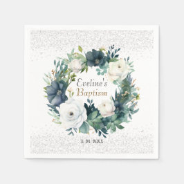 Boho Chic Blommigt Girls Baptism Pappersservett