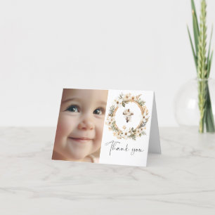 Boho Chic Blommigt Girls Baptism Tack Kort