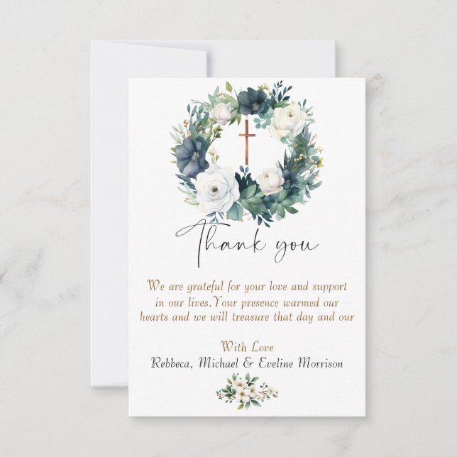 Boho Chic Blommigt Girls Baptism Tack Kort (Framsida)