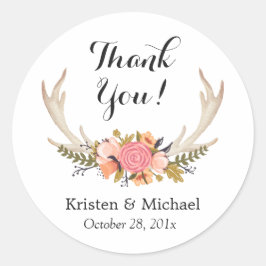 Boho Chic Blommigt Hjort Antler Tack Runt Klistermärke