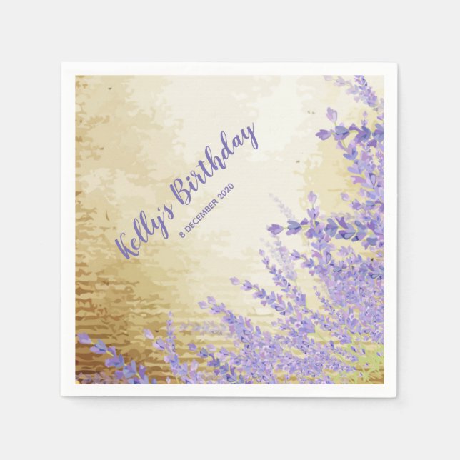 boho chic blommigt, lavender, Cocktail Papper Napk Pappersservett (Framsidan)