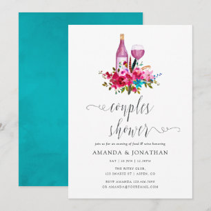 Boho Chic Blommigt Par Shower Vin Tasting Inbjudningar