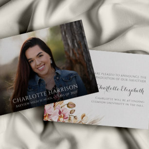 Boho Chic Blommigt Photo Studenten annons Inbjudningar