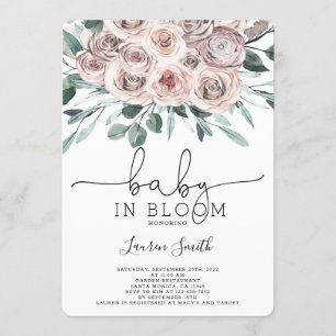 Boho chic blommigt ro Baby Shower Inbjudningar