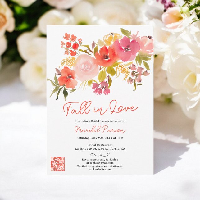 Boho chic blommigt sjunker i kärlek söt möhippa inbjudningar (Boho chic floral fall in love pretty bridal shower invitation)