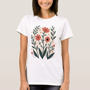 Boho Chic Blommigt Tee - Vintage Bohemian Stil Tee