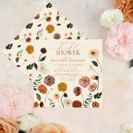 Boho Chic Blommigt Terracotta Modern Möhippa Inbjudningar