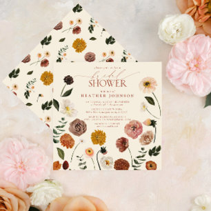 Boho Chic Blommigt Terracotta Modern Möhippa Inbjudningar