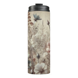 Boho Chic Blommigt Thermal Tumbler - Elegant & Nat