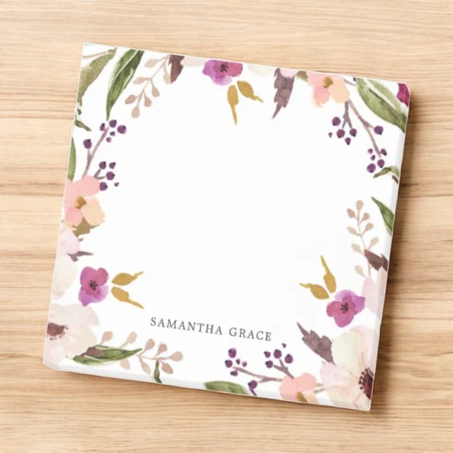Boho Chic Blommigt Utandningsluft Personlig efter  Post-it Block (Skapare uppladdad)