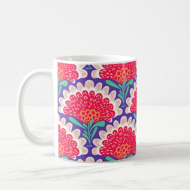 Boho Chic Blommigt Vintage Print. Kaffemugg (Vänster)