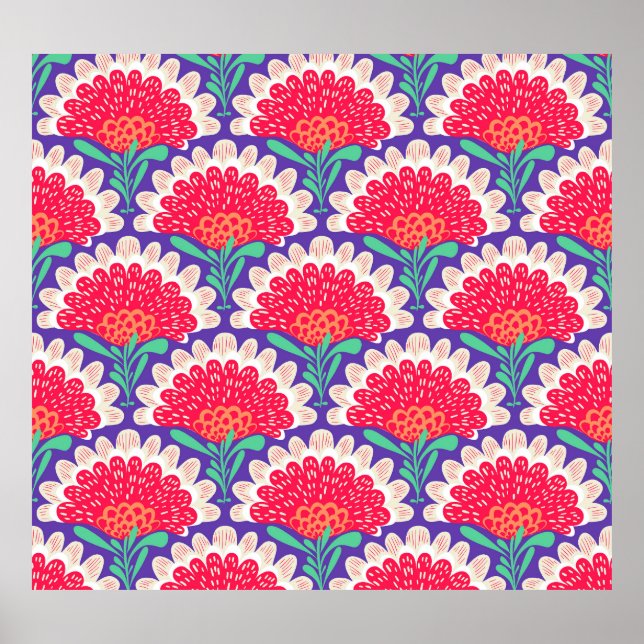 Boho Chic Blommigt Vintage Print. Poster (Framsidan)