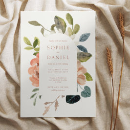 Boho Chic Blommigt Watercolor bröllopsinbjudan Inbjudningar