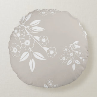 Boho Chic Blommönster Aesthetic Rund Kudde