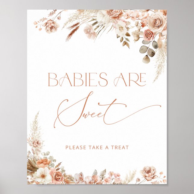 Boho Chic Blommor Babys är söta  Poster (Framsidan)