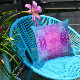 Boho Chic Blue Lila and Rosa Abstrakt Kudde