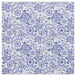 Boho chic Blue White Paisley och Flowers Mönster Tyg
