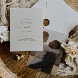 Boho Chic Bohemian Cream Avslappnad Photo Bröllop Inbjudningar