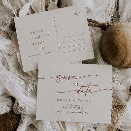 Boho Chic Bohemian Cream Bröllop spara datum Inbjudan Vykort