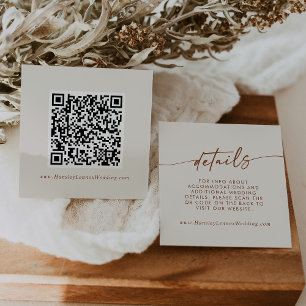 Boho Chic Bohemisk Kräm Bröllops QR-kod Detaljer Tilläggskort