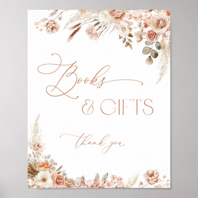 Boho Chic Bokar och Gifts Baby Shower Poster (Framsidan)