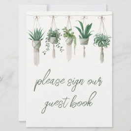 Boho Chic Botanical Greenery Guest Bok Sign