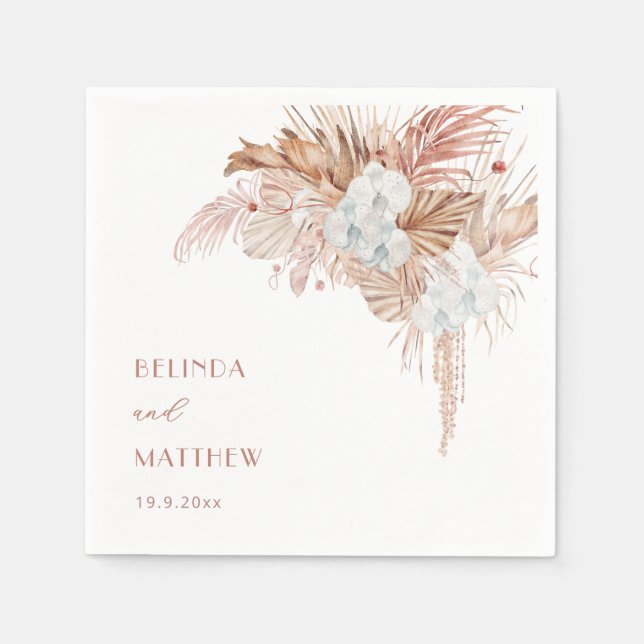 Boho Chic Botanisk | Bröllop Pappersservett (Framsidan)