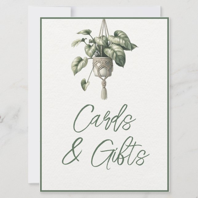 Boho Chic botaniskt grönt kort och presentkort (Framsida)