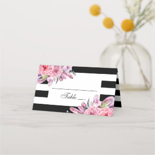 Boho chic bröllop. Garden-blommor. Modern blommigt Placeringskort