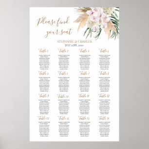 Boho chic Bröllop, sittdiagram Poster