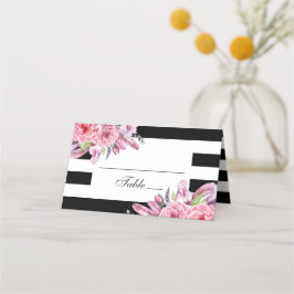 Boho chic bröllop. Trädgårdsblommor. Modern blomst Placeringskort