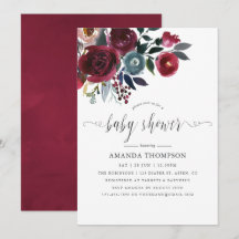 Boho Chic Burgunder och Marinblå blommig Bebis Sho