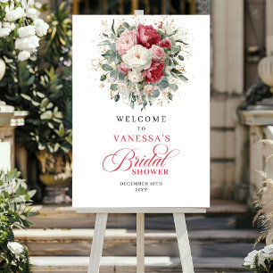 Boho Chic Burgunder Rosa Bröllopsfest Välkommen Poster