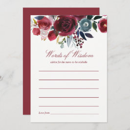 Boho Chic burgundy and navy Baby Shower Advice Inbjudningar