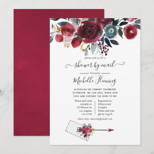 Boho Chic Burgundy and Navy Baby Shower by Mail Inbjudningar